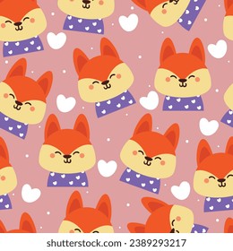 seamless pattern cartoon fox. cute animal wallpaper illustration for gift wrap paper