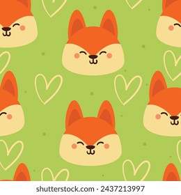 seamless pattern cartoon fox. cute animal wallpaper illustration for gift wrap paper