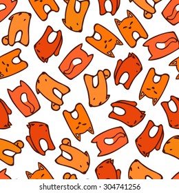 Seamless pattern with cartoon foxes