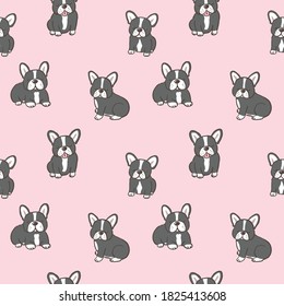 Seamless Pattern with Cartoon French Bulldog Design on Pink Background