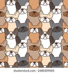 Seamless Pattern of Cartoon French Bulldog Design