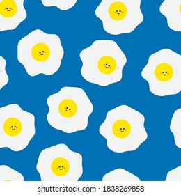 Seamless pattern with cartoon fried egg. for fabric print, textile, gift wrapping paper. colorful vector for kids, flat style