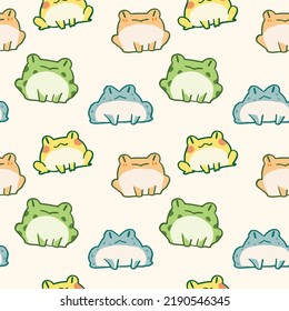 Seamless Pattern with Cartoon Frog Design on Light Yellow Background