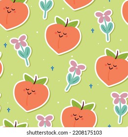 seamless pattern cartoon fruit character. cute fruit character for kids, textile, gift wrap paper