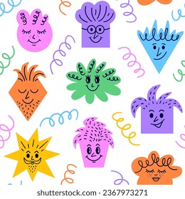 Seamless pattern with cartoon funny shapes.