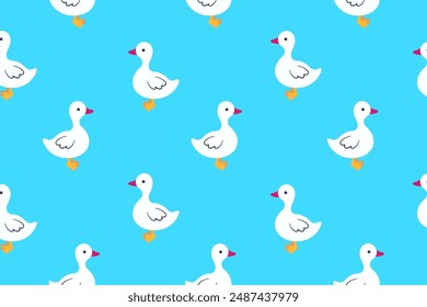 Patrón sin fisuras de gansos de dibujos animados. Ilustración vectorial.