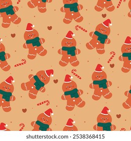 seamless pattern cartoon gingerbread for christmas. cute christmas wallpaper for fabric print, gift wrap paper