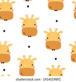 Seamless pattern with cartoon giraffe. colorful vector for kids. hand drawing, flat style. Baby design for fabric, print, textile, wrapper