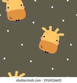 Seamless pattern with cartoon giraffe. colorful vector for kids. hand drawing, flat style. Baby design for fabric, print, textile, wrapper