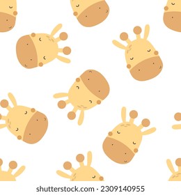 Seamless pattern with cartoon giraffe. colorful vector for kids. hand drawing, flat style. Baby design for fabric, print, textile, wrapper
