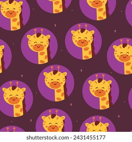 seamless pattern cartoon giraffe. cute animal wallpaper for textile, gift wrap paper
