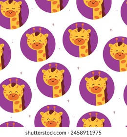 seamless pattern cartoon giraffe. cute animal wallpaper for textile, gift wrap paper