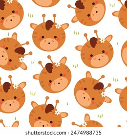 patrón sin fisuras de la jirafa de dibujos animados. ilustración de Fondo de pantalla animal lindo para papel envuelto de regalo