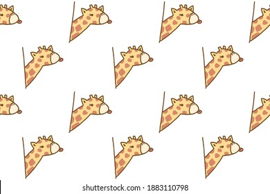 Seamless Pattern with Cartoon Giraffe Design on White Background