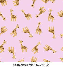 Seamless pattern with cartoon giraffe. Vector illustration.