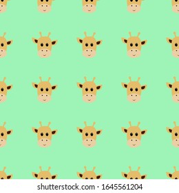 Seamless pattern with cartoon giraffe. Vector illustration.
