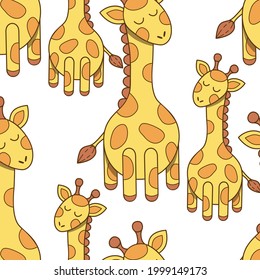 seamless pattern cartoon giraffes. vector background with giraffes