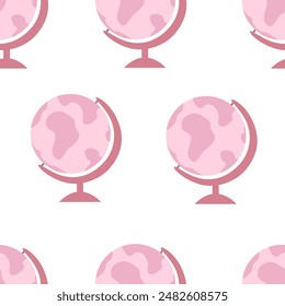 Seamless pattern with cartoon globe. Colorful vector flat style. hand drawing. design for fabric, print, wrapper, textile