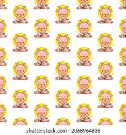 Seamless pattern cartoon goat playing guitar design