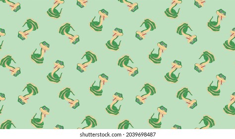 Seamless pattern with cartoon green snakes. Print, texture, repeat, textiles, wallpaper. Holidays for children. Prints for gift wrapping