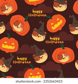 seamless pattern cartoon halloween. cute halloween wallpaper for kids, gift wrap paper