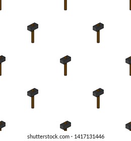 Seamless pattern with cartoon hammer on white background. Building equipment. Vector illustration for design, web, wrapping paper, fabric, wallpaper.