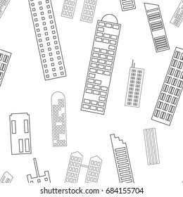 Seamless Pattern of Cartoon hand drawing city. Vector.