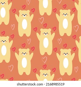 caricatura sin costura, oso feliz. papel tapiz de dibujos animados para animales adorables