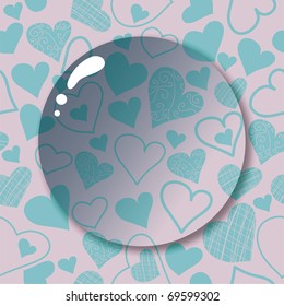 seamless pattern with cartoon heart and lens