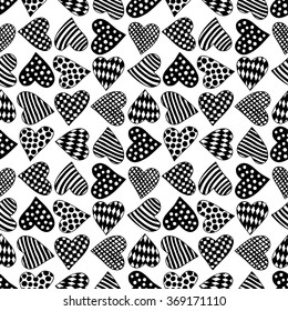 Seamless Pattern With Cartoon Hearts