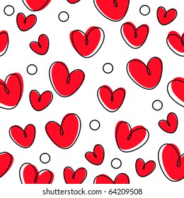 Seamless Pattern With Cartoon Hearts