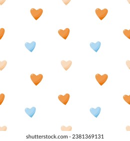 Patrón sin foco con corazones de caricatura. Ilustración sencilla infantil para textiles para niños