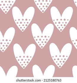 Patrón sin foco con corazones de caricatura. Estilo plano vectorial colorido. dibujo a mano. día de San Valentín. Diseño romántico para impresión, envoltura, tela.