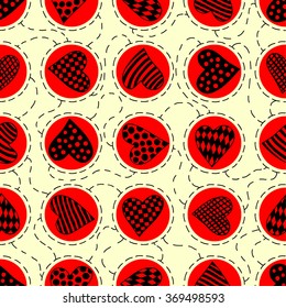 Seamless Pattern With Cartoon Hearts Labyrinth