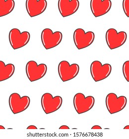 Seamless pattern with cartoon hearts. Love theme vector illustration