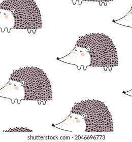 seamless pattern with cartoon hedgehogs. colorful vector for kids, flat style. Baby design for fabric, textile, print, wrapper.