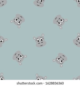 Seamless pattern with cartoon hippo.Children print, textile design.