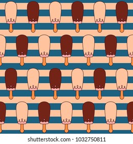 Seamless pattern with cartoon ice cream.