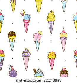 Patrón sin foco con helado de dibujos animados aislado en fondo blanco para Tu diseño dulce
