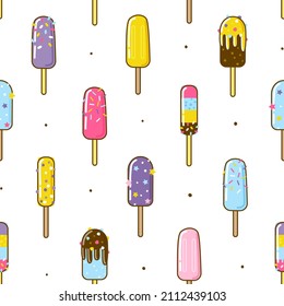 Patrón sin foco con helado de dibujos animados aislado en fondo blanco para Tu diseño dulce
