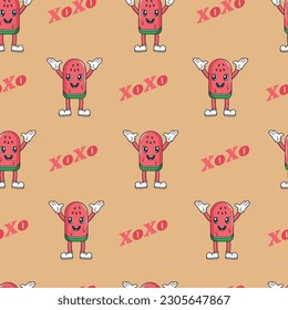 Seamless pattern with cartoon ice cream.