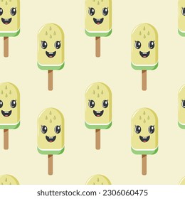 Seamless pattern with cartoon ice cream.
