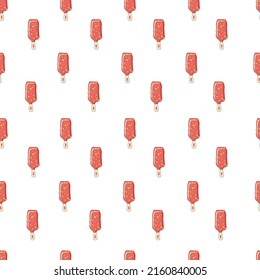 Seamless pattern with cartoon ice-creams on white background 