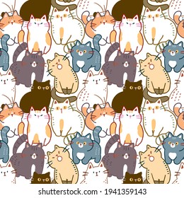 Seamless Pattern with Cartoon Illustration Design on White Background