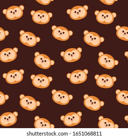 Seamless pattern of cartoon illustration of monkey with flat style