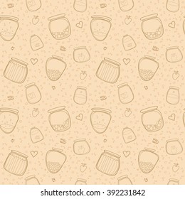 Seamless Pattern with Cartoon Jam Jars