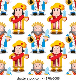 Seamless pattern with cartoon king and prince.