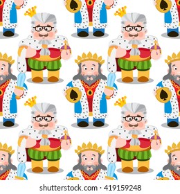 Seamless pattern with cartoon kings.