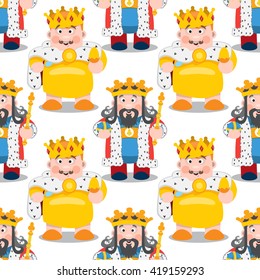 Seamless pattern with cartoon kings.