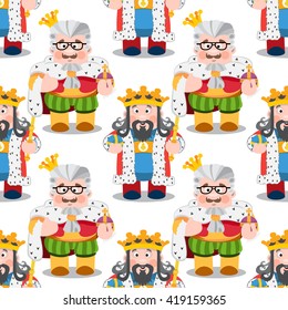 Seamless pattern with cartoon kings.